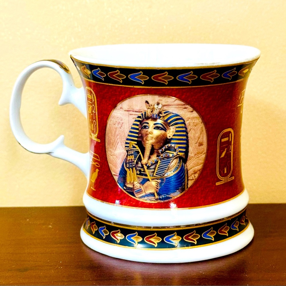 Vintage FM Porcelain Mug With King Tut Sarcophagus- Made in Egypt - 18k Gold Fi